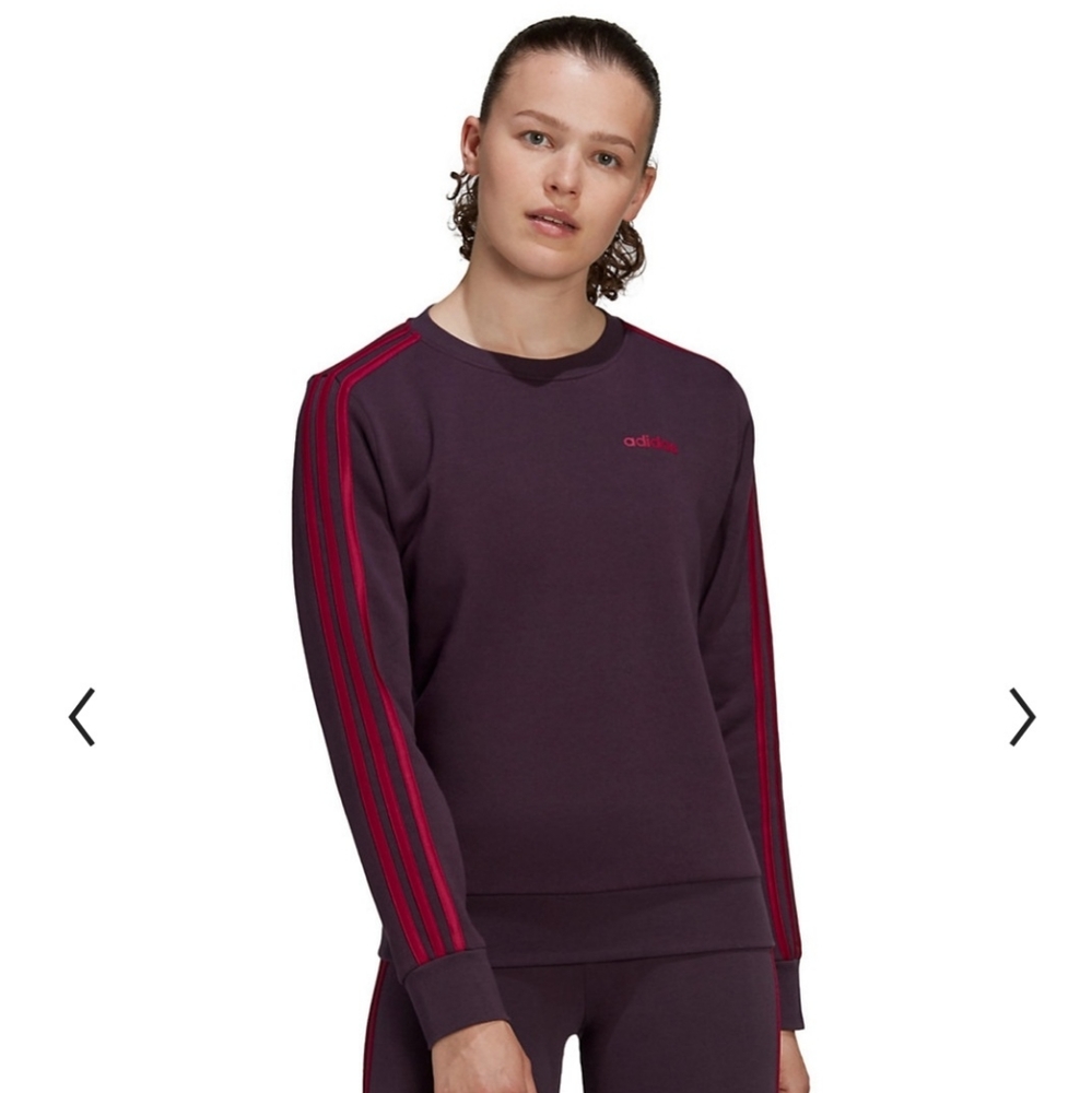 "SALE"Adidas 3 Stripe Fleece Crewneck Sweatshirt